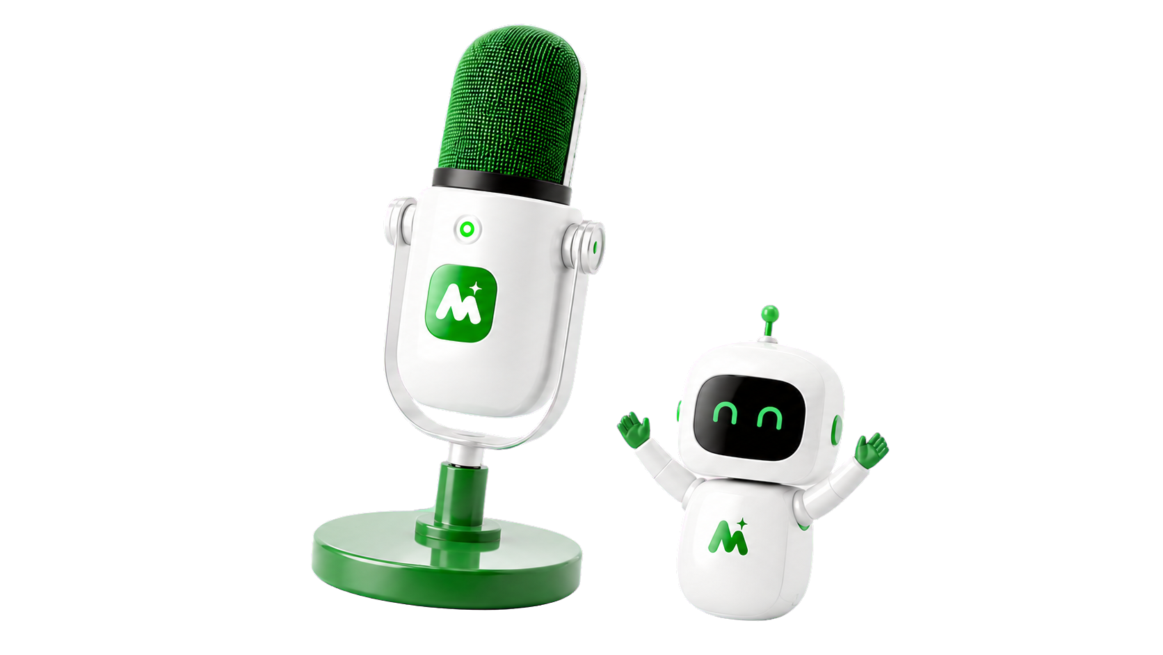 MagicType green microphone and friendly AI mascot